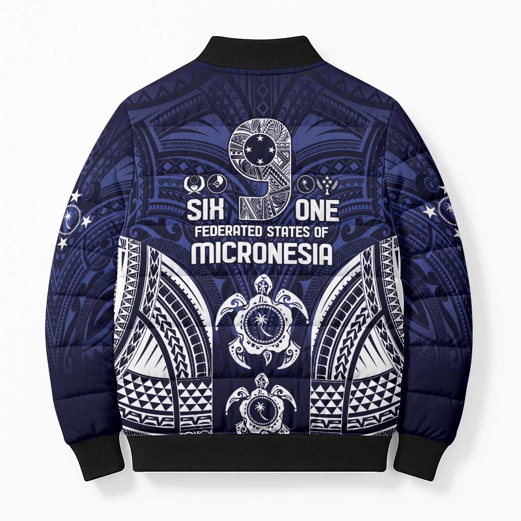 FSM Chuuk States Bomber Puffer Jacket Micronesia Six 9 One Polynesian Tribal Pattern - Polynesian Pride
