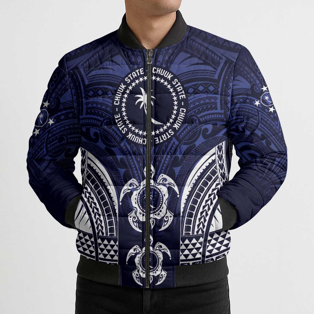 FSM Chuuk States Bomber Puffer Jacket Micronesia Six 9 One Polynesian Tribal Pattern - Polynesian Pride