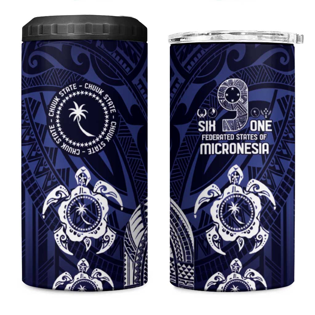 FSM Chuuk States 4 in 1 Can Cooler Tumbler Micronesia Six 9 One Polynesian Tribal Pattern