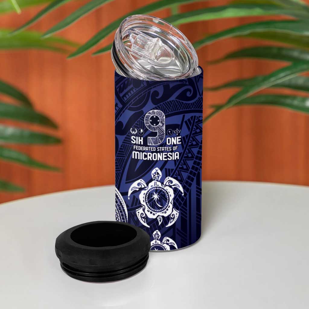 FSM Chuuk States 4 in 1 Can Cooler Tumbler Micronesia Six 9 One Polynesian Tribal Pattern