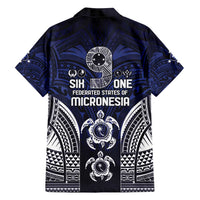 FSM Chuuk States Family Matching Off Shoulder Short Dress and Hawaiian Shirt Micronesia Six 9 One Polynesian Tribal Pattern
