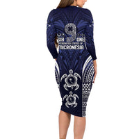 FSM Chuuk States Long Sleeve Bodycon Dress Micronesia Six 9 One Polynesian Tribal Pattern