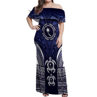 FSM Chuuk States Off Shoulder Maxi Dress Micronesia Six 9 One Polynesian Tribal Pattern