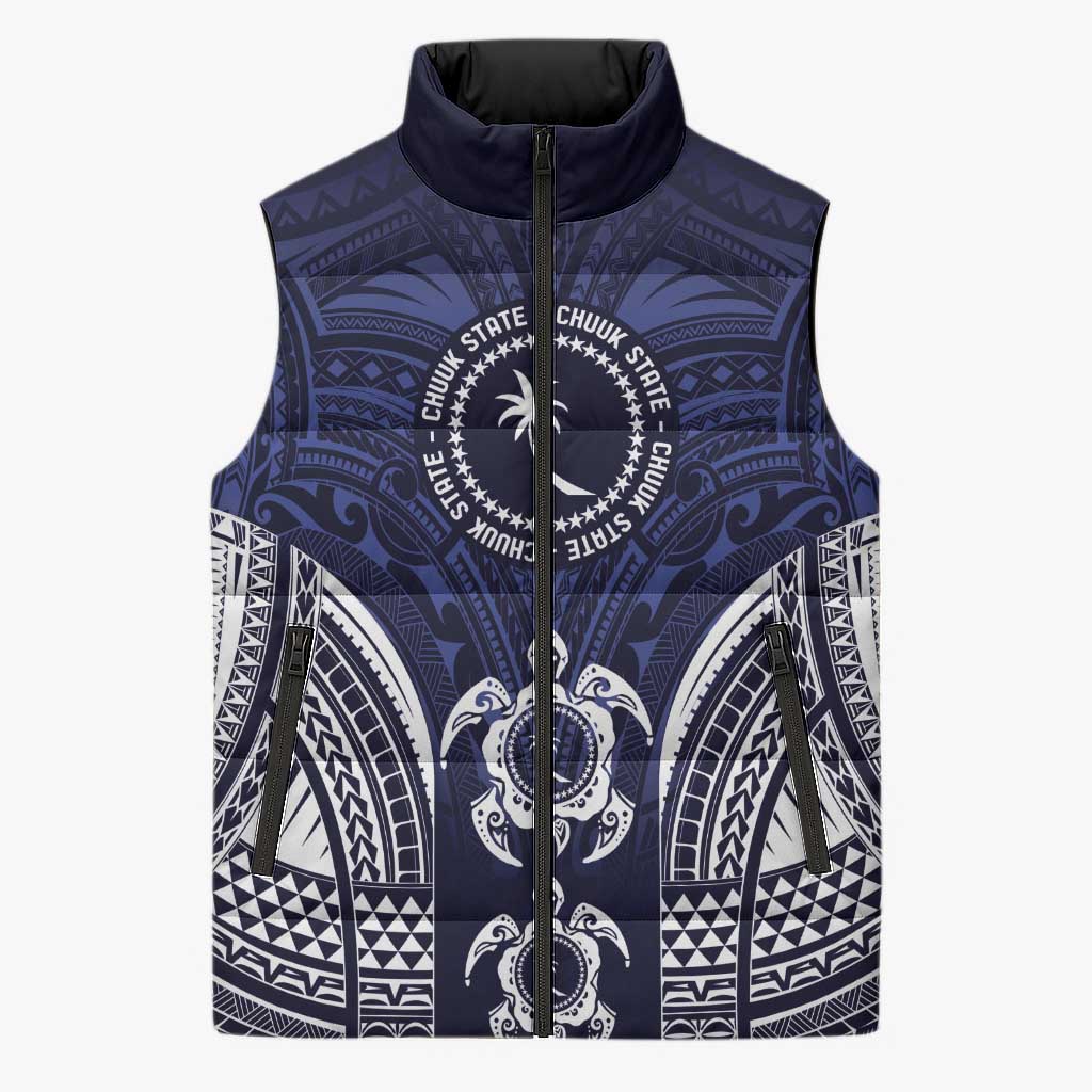 FSM Chuuk States Sleeveless Puffer Jacket Micronesia Six 9 One Polynesian Tribal Pattern - Polynesian Pride
