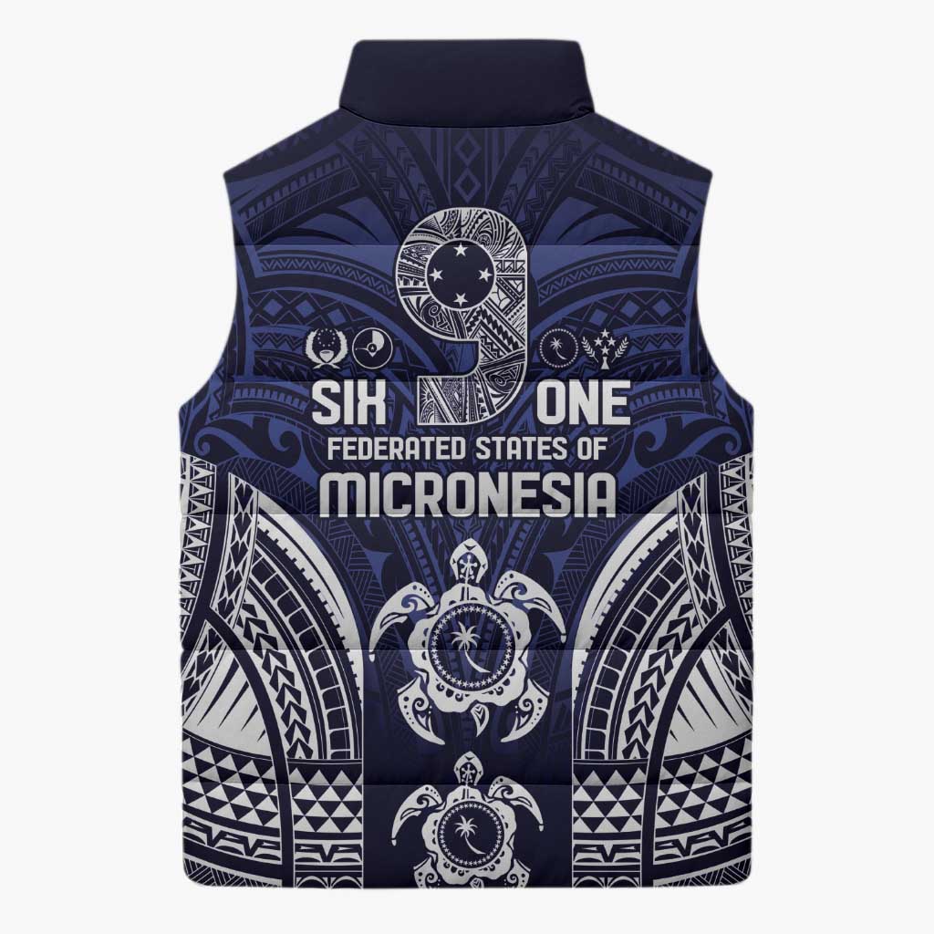 FSM Chuuk States Sleeveless Puffer Jacket Micronesia Six 9 One Polynesian Tribal Pattern - Polynesian Pride