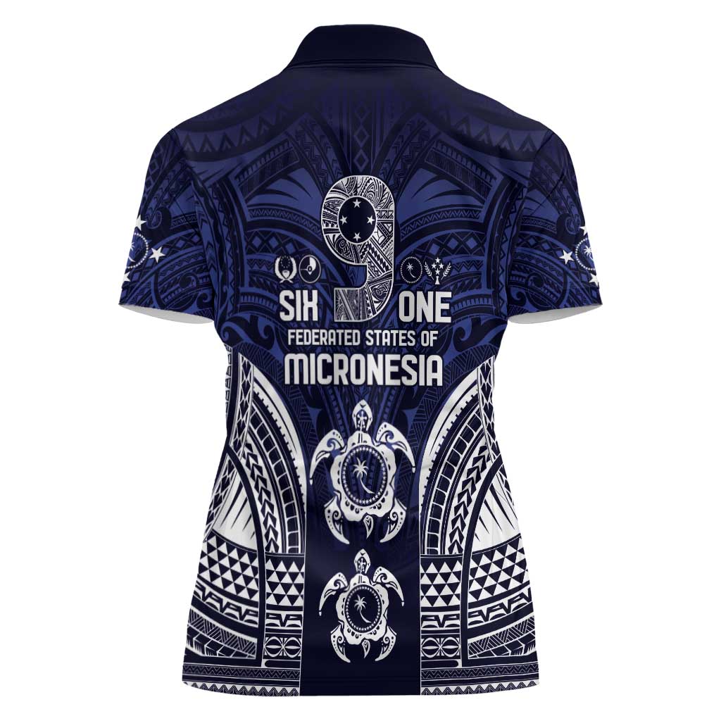 FSM Chuuk States Women Polo Shirt Micronesia Six 9 One Polynesian Tribal Pattern