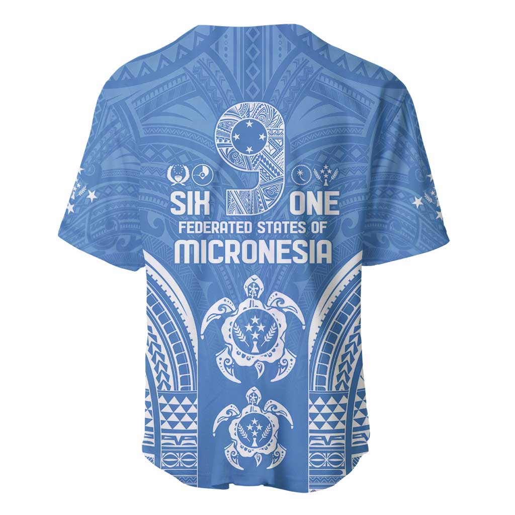 FSM Kosrae States Baseball Jersey Micronesia Six 9 One Polynesian Tribal Pattern