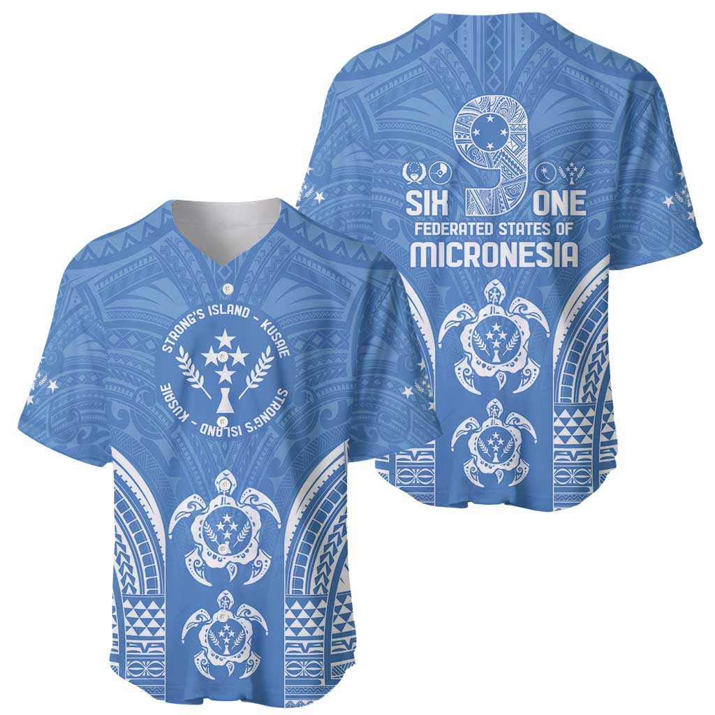 FSM Kosrae States Baseball Jersey Micronesia Six 9 One Polynesian Tribal Pattern