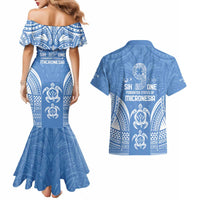 FSM Kosrae States Couples Matching Mermaid Dress and Hawaiian Shirt Micronesia Six 9 One Polynesian Tribal Pattern