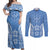 FSM Kosrae States Couples Matching Off Shoulder Maxi Dress and Long Sleeve Button Shirt Micronesia Six 9 One Polynesian Tribal Pattern