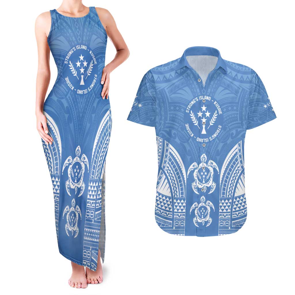 FSM Kosrae States Couples Matching Tank Maxi Dress and Hawaiian Shirt Micronesia Six 9 One Polynesian Tribal Pattern