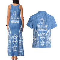 FSM Kosrae States Couples Matching Tank Maxi Dress and Hawaiian Shirt Micronesia Six 9 One Polynesian Tribal Pattern