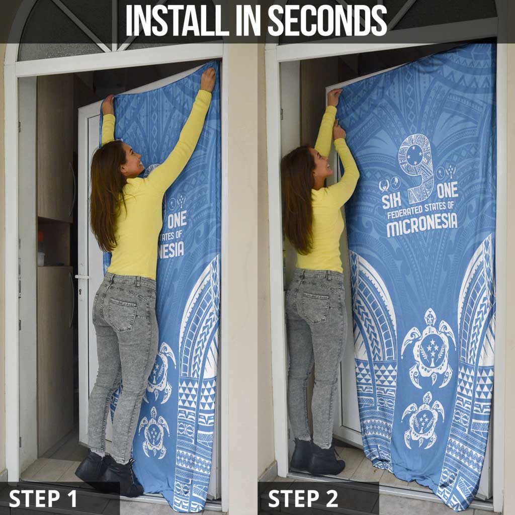 FSM Kosrae States Door Cover Micronesia Six 9 One Polynesian Tribal Pattern - Polynesian Pride