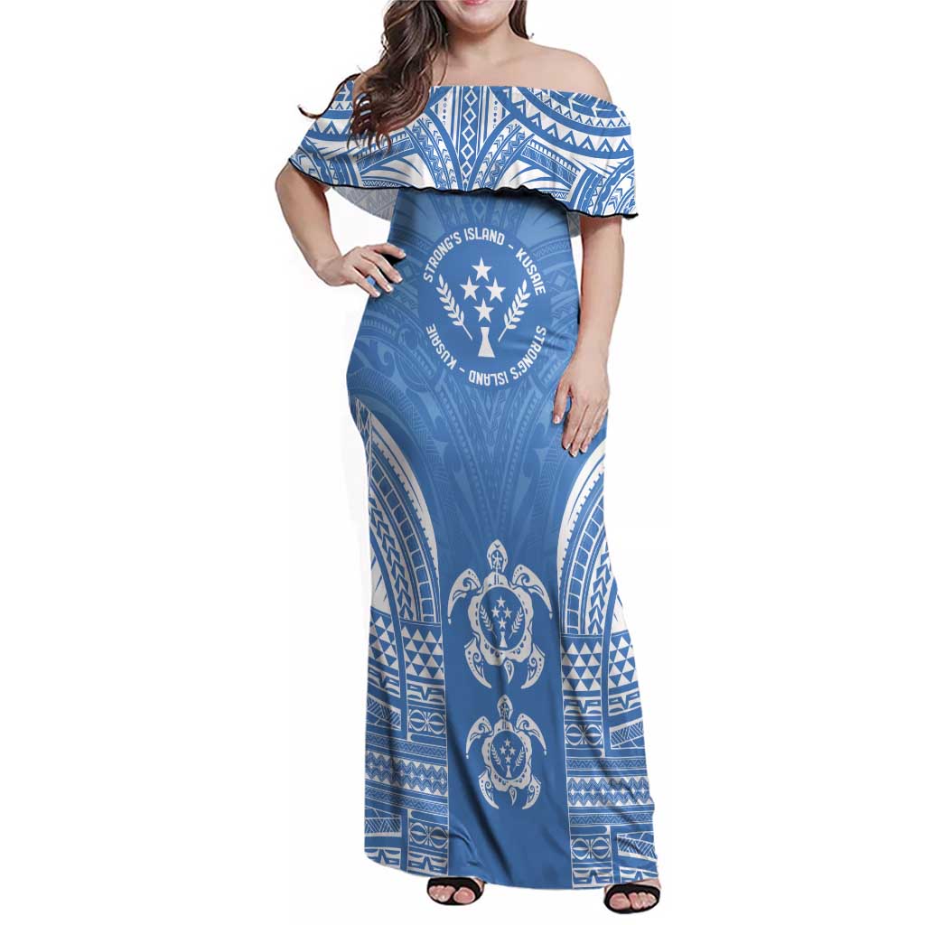 FSM Kosrae States Family Matching Off Shoulder Maxi Dress and Hawaiian Shirt Micronesia Six 9 One Polynesian Tribal Pattern