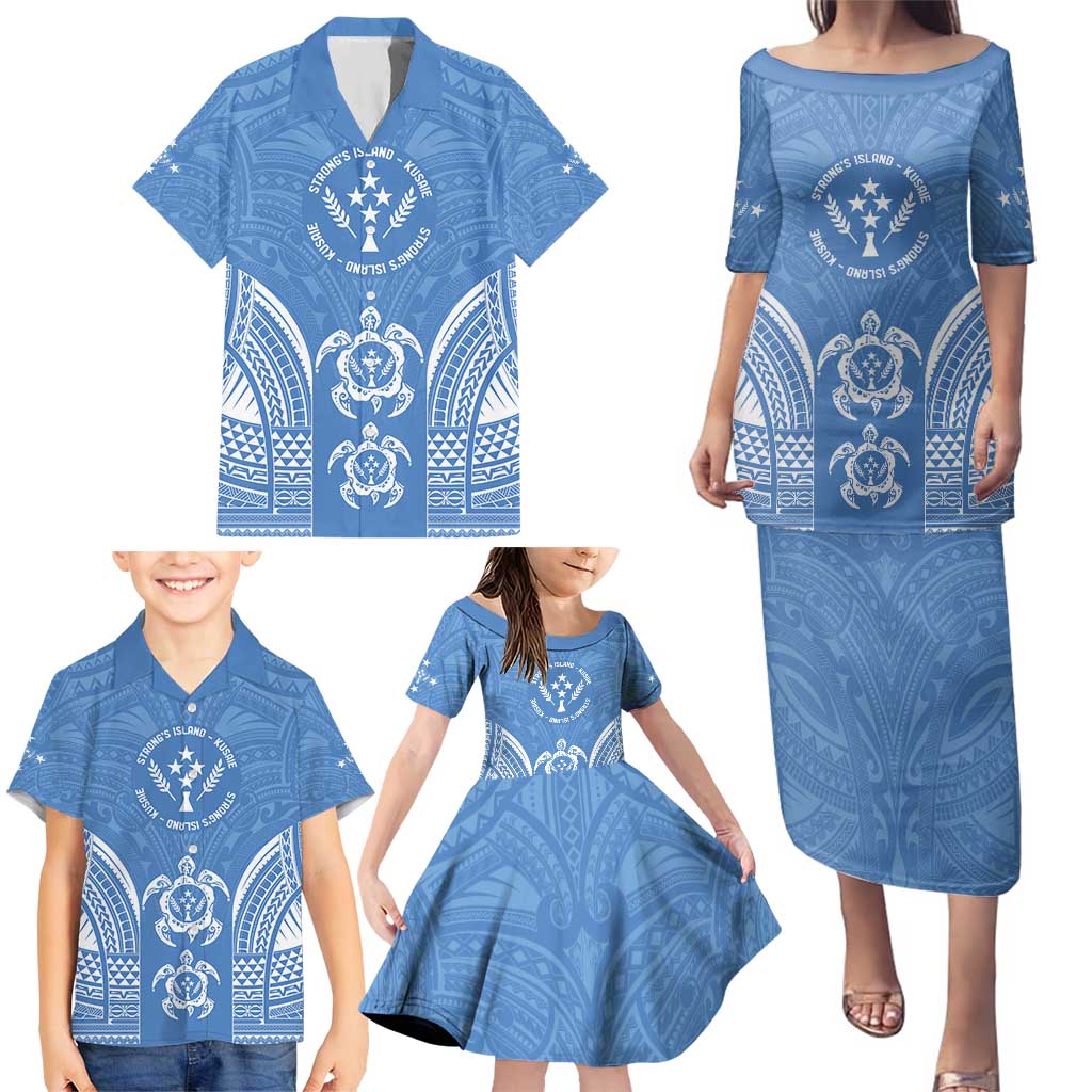 FSM Kosrae States Family Matching Puletasi and Hawaiian Shirt Micronesia Six 9 One Polynesian Tribal Pattern