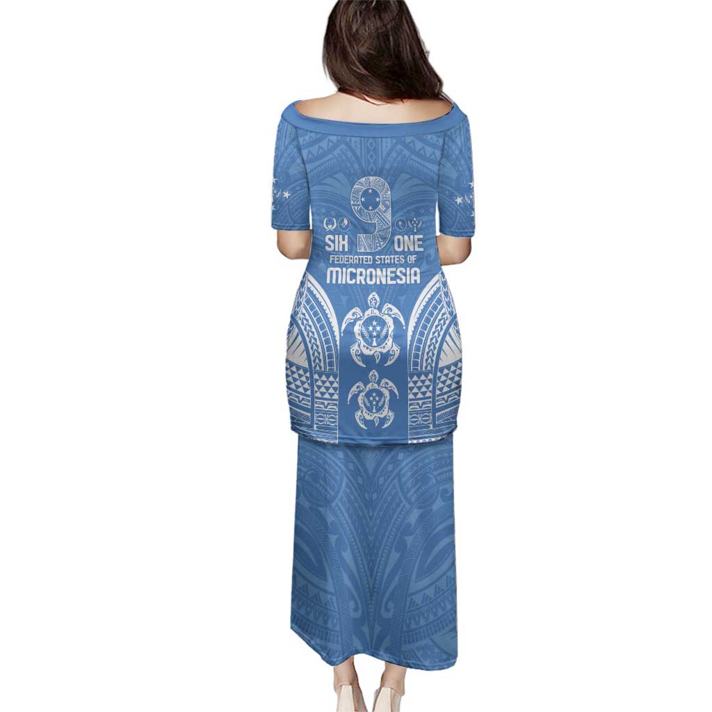 FSM Kosrae States Family Matching Puletasi and Hawaiian Shirt Micronesia Six 9 One Polynesian Tribal Pattern