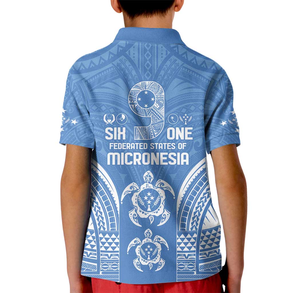 FSM Kosrae States Kid Polo Shirt Micronesia Six 9 One Polynesian Tribal Pattern