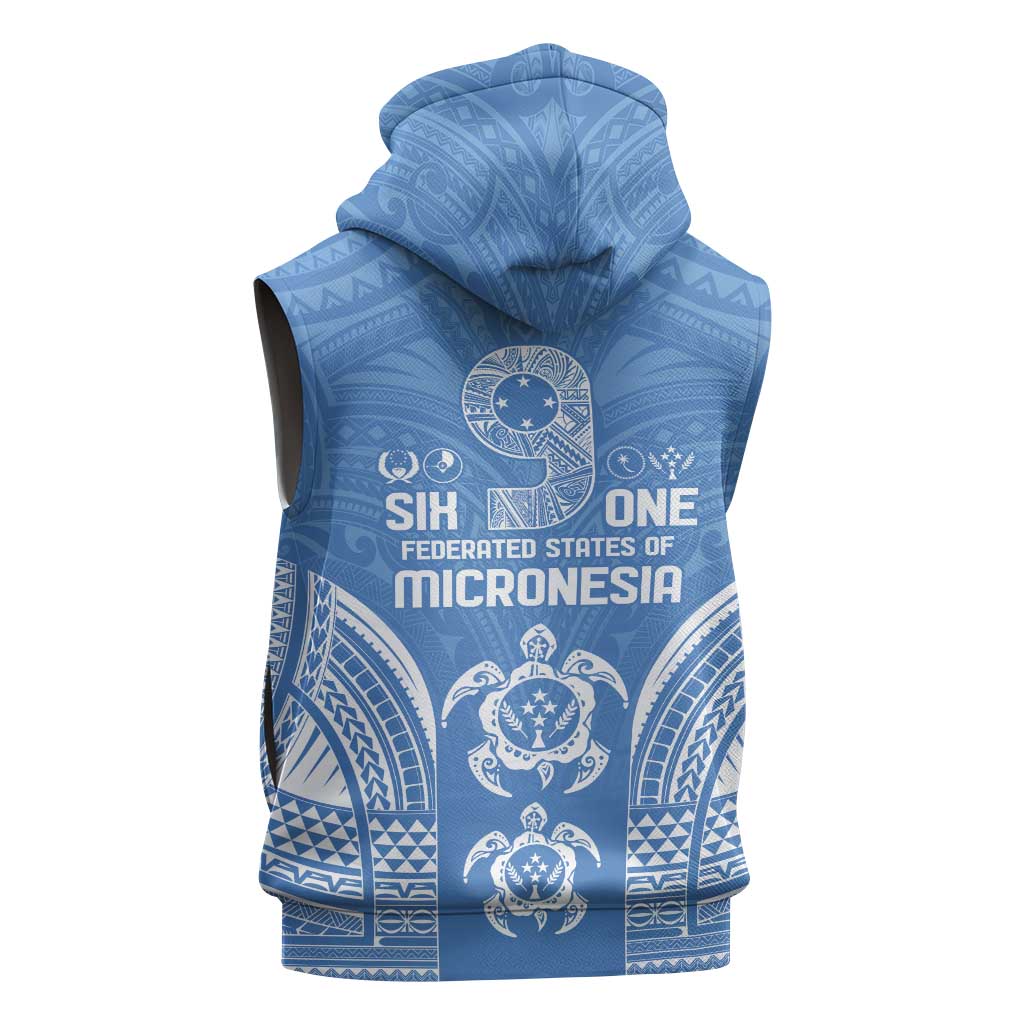 FSM Kosrae States Sleeveless Hoodie Micronesia Six 9 One Polynesian Tribal Pattern - Polynesian Pride