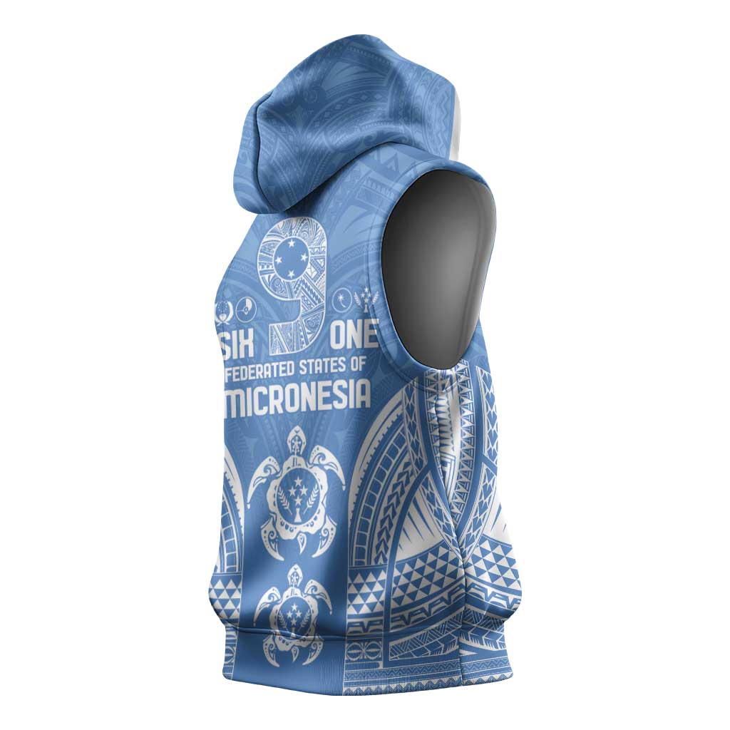 FSM Kosrae States Sleeveless Hoodie Micronesia Six 9 One Polynesian Tribal Pattern - Polynesian Pride