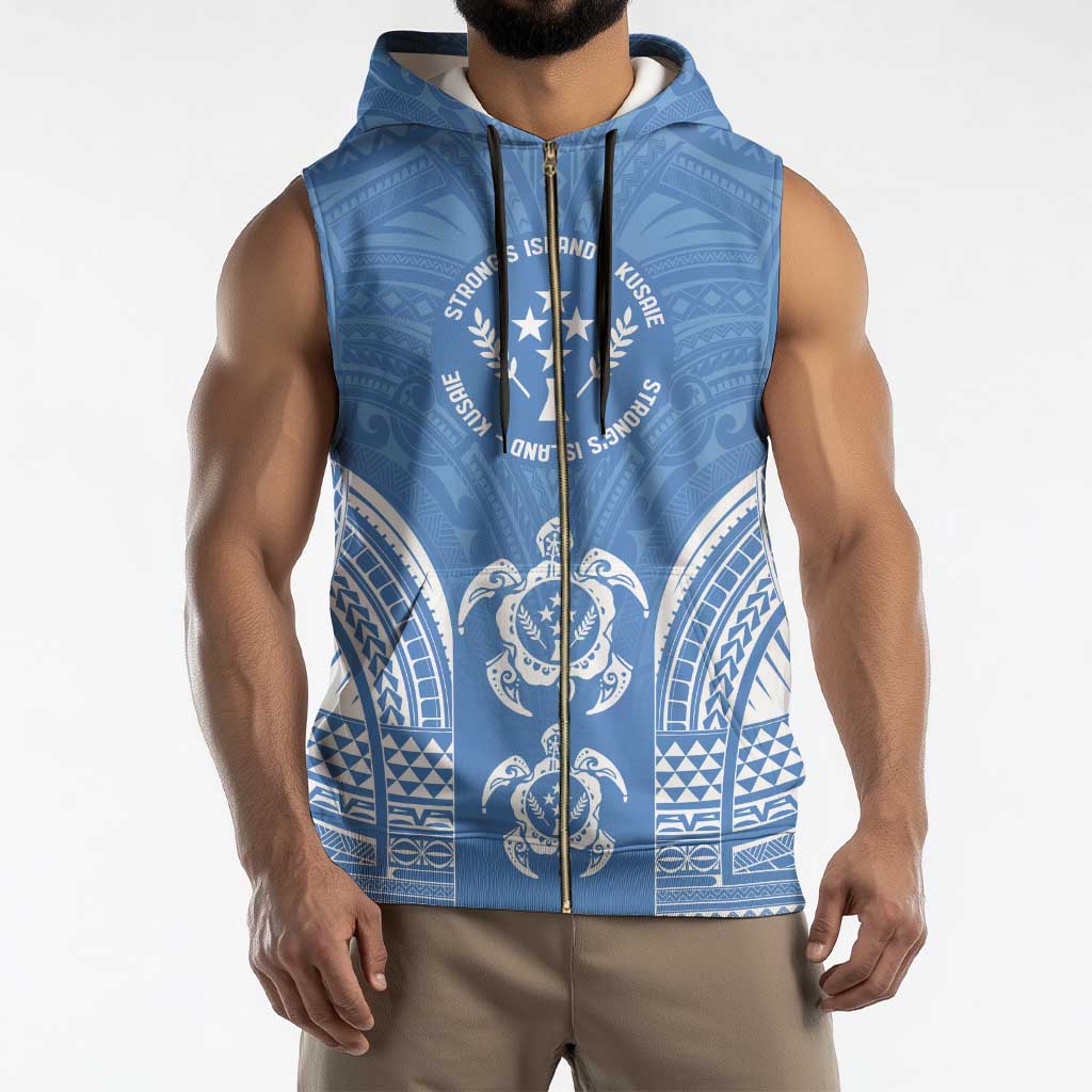 FSM Kosrae States Sleeveless Zip Hoodie Micronesia Six 9 One Polynesian Tribal Pattern - Polynesian Pride