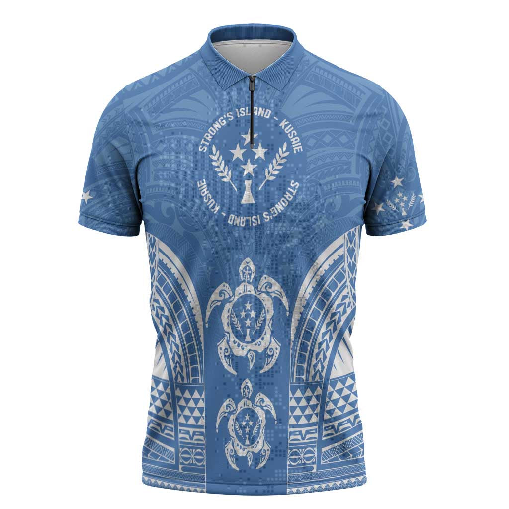 FSM Kosrae States Zipper Polo Shirt Micronesia Six 9 One Polynesian Tribal Pattern - Polynesian Pride