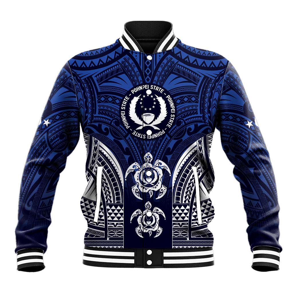 FSM Pohnpei States Baseball Jacket Micronesia Six 9 One Polynesian Tribal Pattern