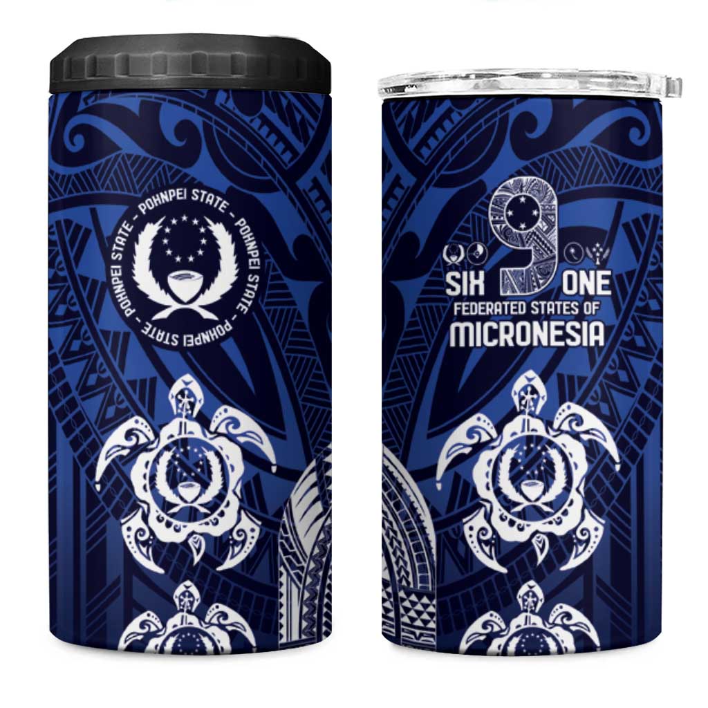 FSM Pohnpei States 4 in 1 Can Cooler Tumbler Micronesia Six 9 One Polynesian Tribal Pattern