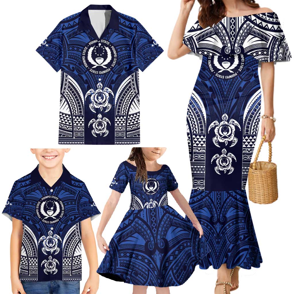 FSM Pohnpei States Family Matching Mermaid Dress and Hawaiian Shirt Micronesia Six 9 One Polynesian Tribal Pattern