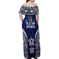 FSM Pohnpei States Family Matching Off Shoulder Maxi Dress and Hawaiian Shirt Micronesia Six 9 One Polynesian Tribal Pattern