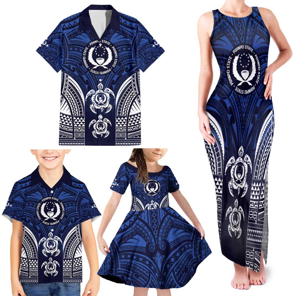 FSM Pohnpei States Family Matching Tank Maxi Dress and Hawaiian Shirt Micronesia Six 9 One Polynesian Tribal Pattern
