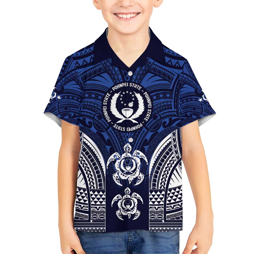 FSM Pohnpei States Kid Hawaiian Shirt Micronesia Six 9 One Polynesian Tribal Pattern