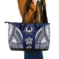 FSM Pohnpei States Leather Tote Bag Micronesia Six 9 One Polynesian Tribal Pattern