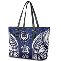 FSM Pohnpei States Leather Tote Bag Micronesia Six 9 One Polynesian Tribal Pattern