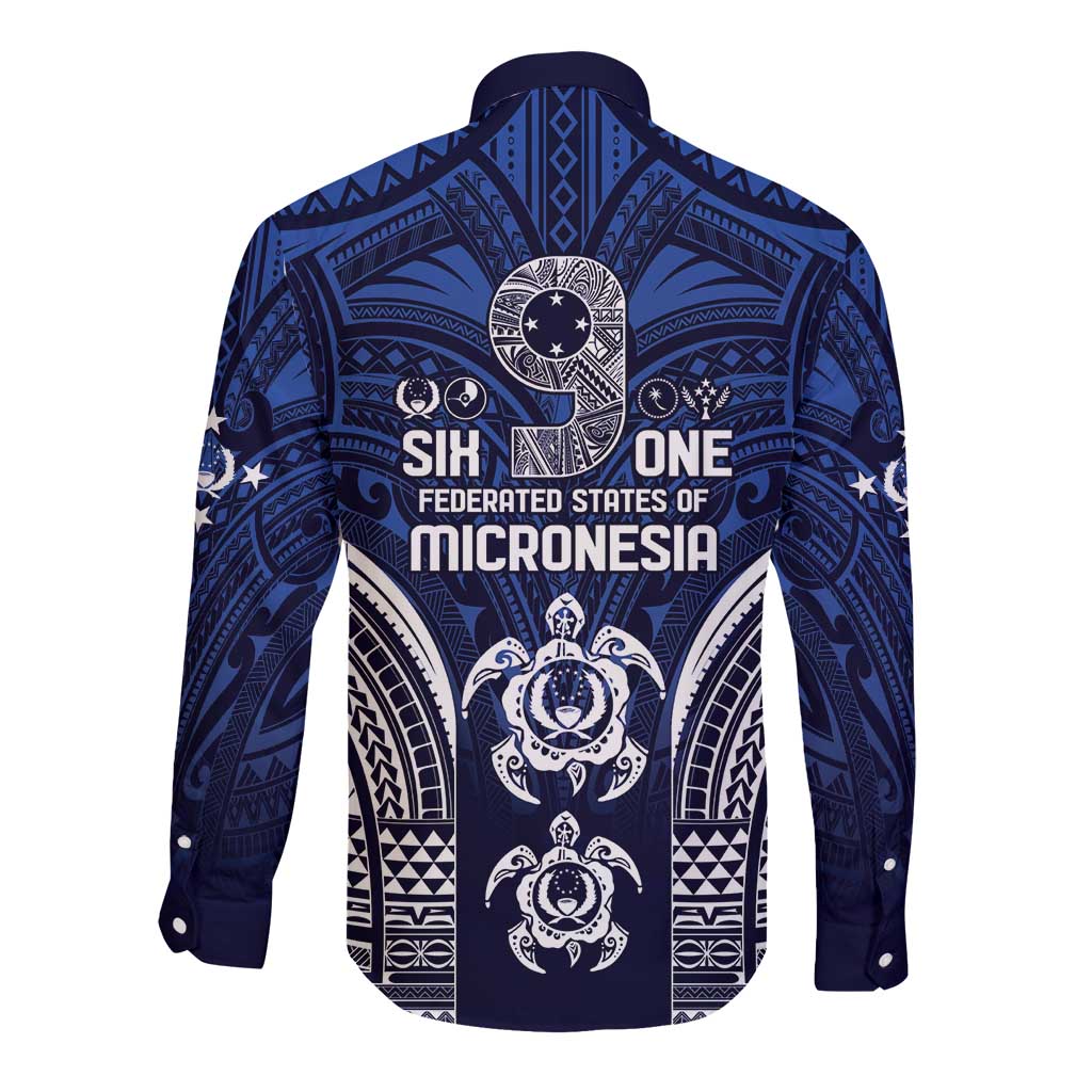 FSM Pohnpei States Long Sleeve Button Shirt Micronesia Six 9 One Polynesian Tribal Pattern