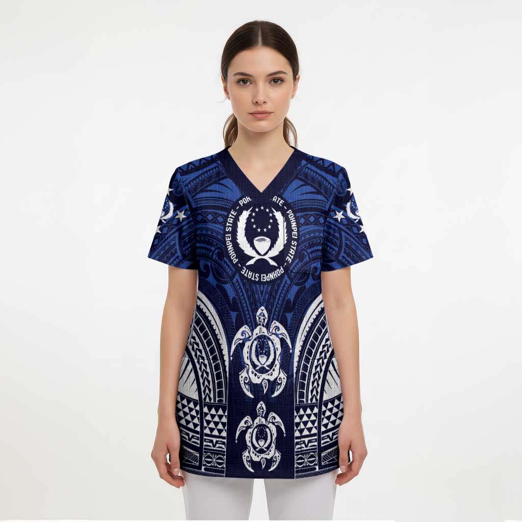 FSM Pohnpei States Scrub Top Micronesia Six 9 One Polynesian Tribal Pattern - Polynesian Pride