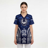 FSM Pohnpei States Scrub Top Micronesia Six 9 One Polynesian Tribal Pattern - Polynesian Pride