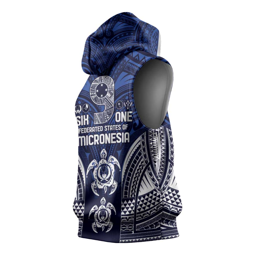FSM Pohnpei States Sleeveless Hoodie Micronesia Six 9 One Polynesian Tribal Pattern - Polynesian Pride