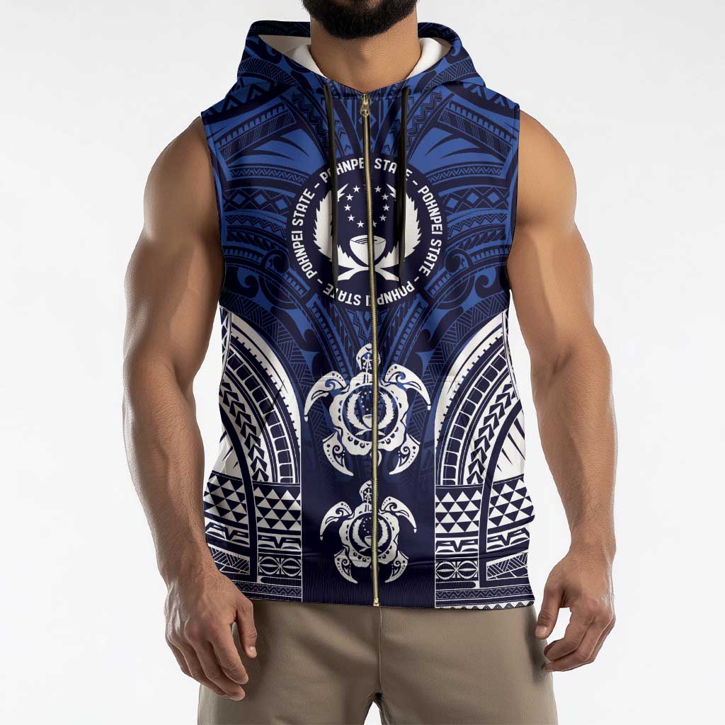 FSM Pohnpei States Sleeveless Zip Hoodie Micronesia Six 9 One Polynesian Tribal Pattern - Polynesian Pride