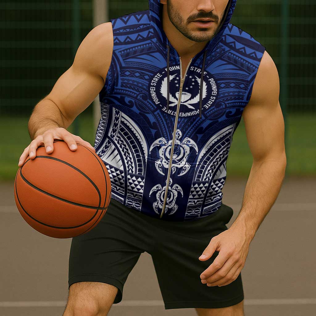 FSM Pohnpei States Sleeveless Zip Hoodie Micronesia Six 9 One Polynesian Tribal Pattern - Polynesian Pride