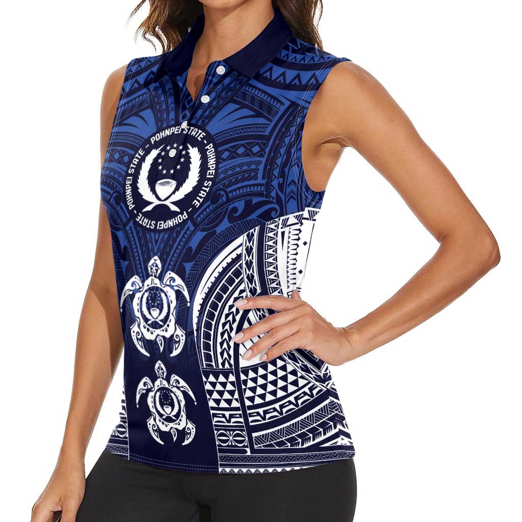 FSM Pohnpei States Women Sleeveless Polo Shirt Micronesia Six 9 One Polynesian Tribal Pattern