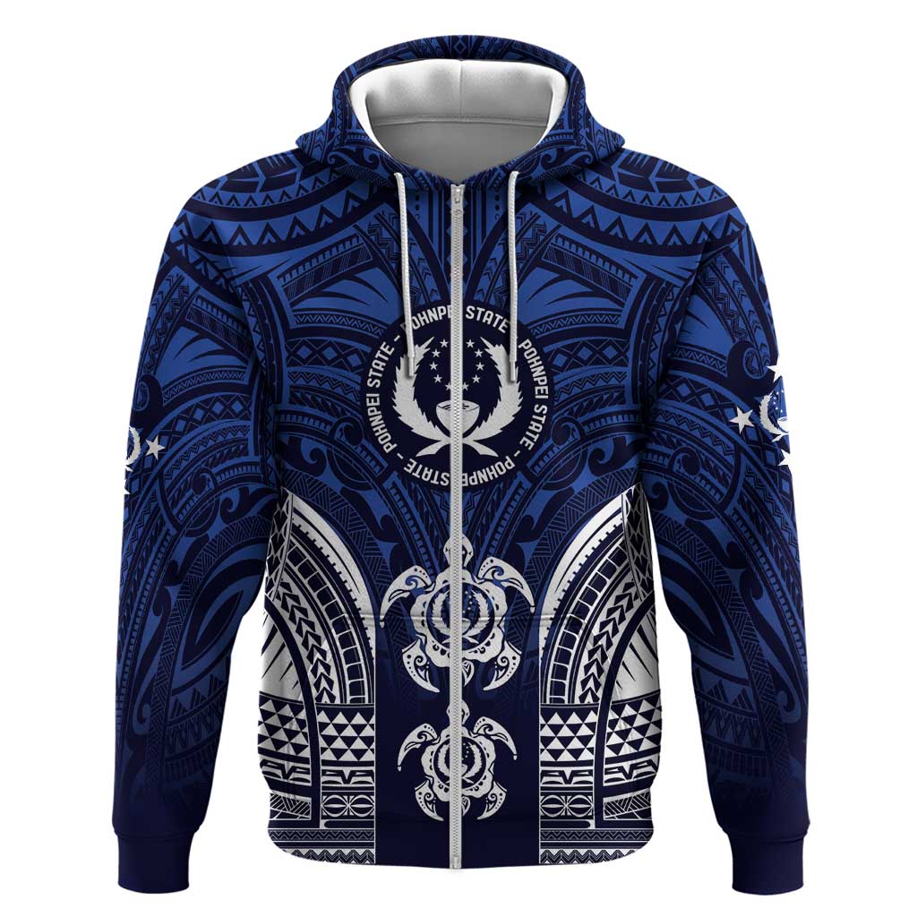 FSM Pohnpei States Zip Hoodie Micronesia Six 9 One Polynesian Tribal Pattern