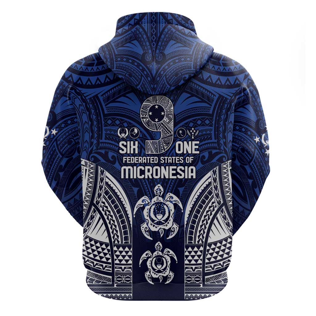 FSM Pohnpei States Zip Hoodie Micronesia Six 9 One Polynesian Tribal Pattern