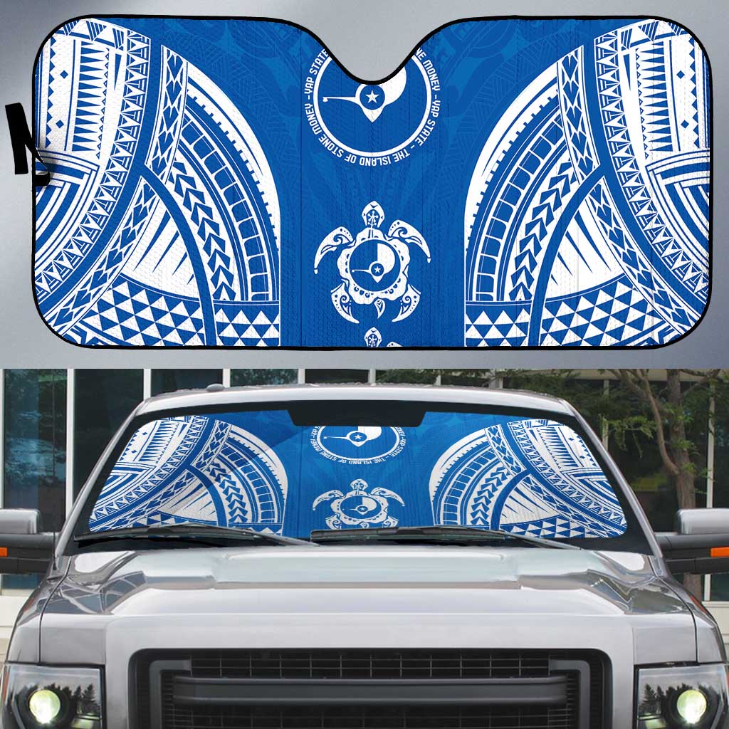 FSM Yap States Auto Sun Shade Micronesia Six 9 One Polynesian Tribal Pattern - Polynesian Pride