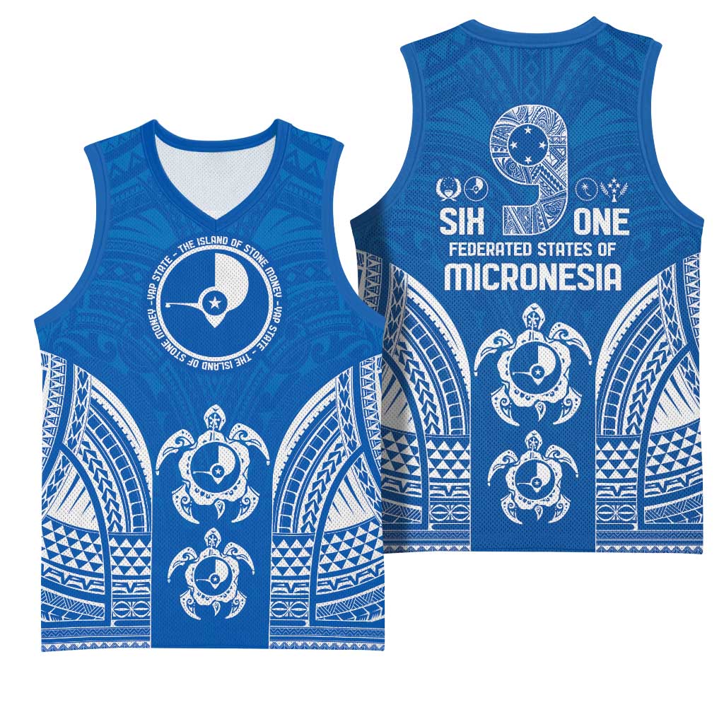 FSM Yap States Basketball Jersey Micronesia Six 9 One Polynesian Tribal Pattern - Polynesian Pride