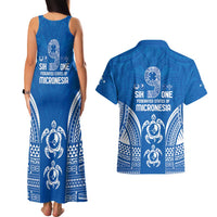 FSM Yap States Couples Matching Tank Maxi Dress and Hawaiian Shirt Micronesia Six 9 One Polynesian Tribal Pattern