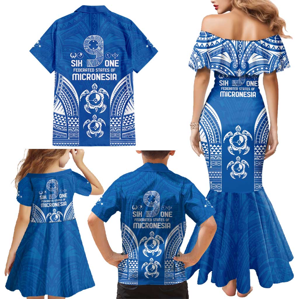 FSM Yap States Family Matching Mermaid Dress and Hawaiian Shirt Micronesia Six 9 One Polynesian Tribal Pattern