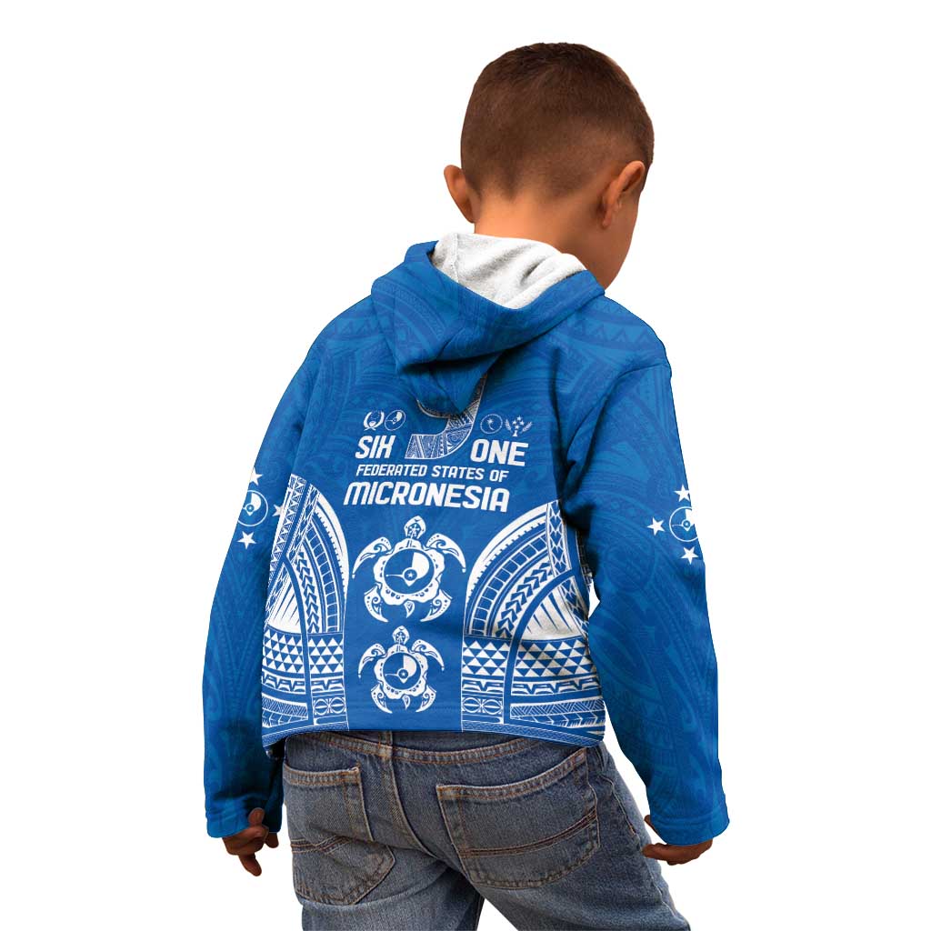 FSM Yap States Kid Hoodie Micronesia Six 9 One Polynesian Tribal Pattern