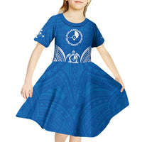 FSM Yap States Kid Short Sleeve Dress Micronesia Six 9 One Polynesian Tribal Pattern