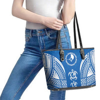 FSM Yap States Leather Tote Bag Micronesia Six 9 One Polynesian Tribal Pattern