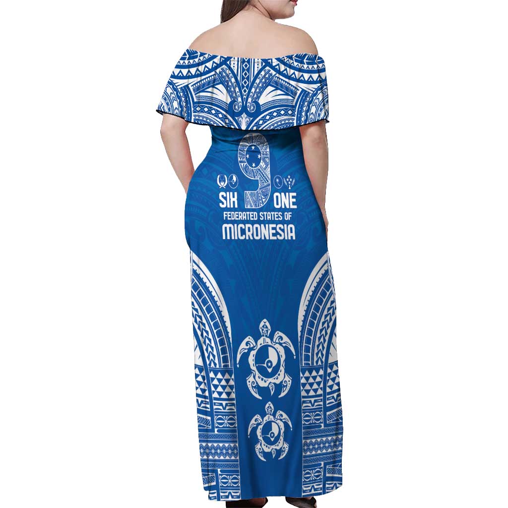 FSM Yap States Off Shoulder Maxi Dress Micronesia Six 9 One Polynesian Tribal Pattern